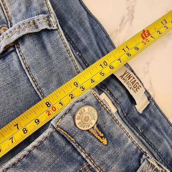 Vintage America Blues Boho Skinny Ankle Denim Jeans Raw Hem Blue Women's 12/31 - Picture 7 of 11